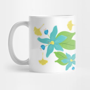 Blue Flower and Yellow Leaf Mug